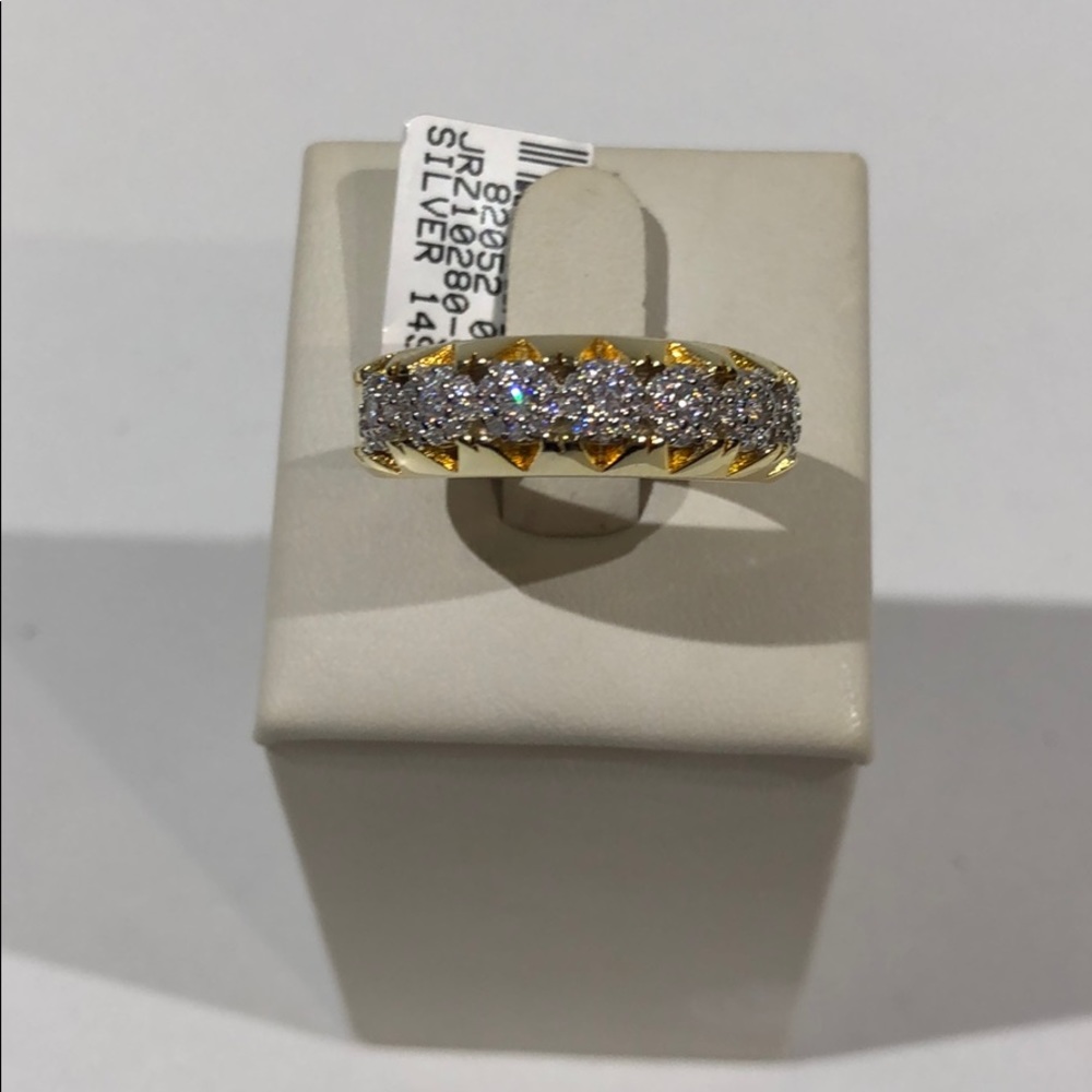Mens 925 silver 14k Gold plated CZ diamond ring